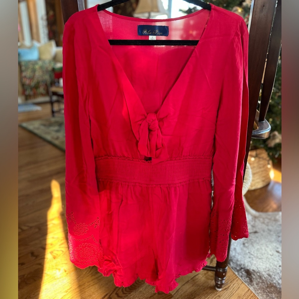 Blue Rain Red Romper